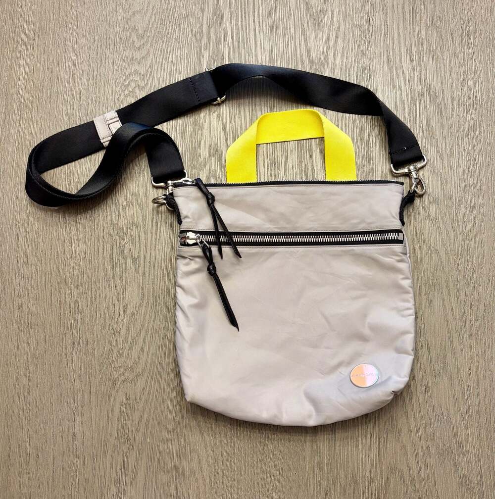 shortyLOVE Amuse Medium Crossbody Bag in Grey with Yellow Handle - Picture 2 of 9